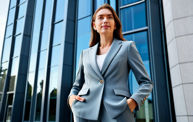 그리스 여행 경비 계산 - **Prompt:** A professional female architect, fully clothed in a stylish and modest pantsuit, standin...