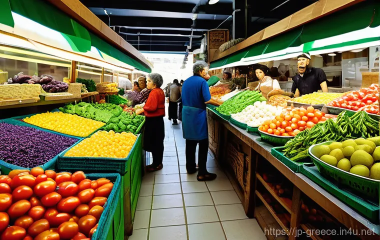 그리스의 생활비와 물가 - Prompt 1: Bustling Athenian Central Market**