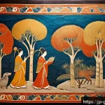 크레타 섬과 미노아 문명 - A vivid and detailed fresco from Minoan civilization depicting daily life and religious rituals, fea...
